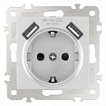 Розетка с заземлением и со шторкой и 2хUSB, без рамки Arte Milano am-206 206.47-1.silver 250_100_2167526