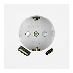 Розетка с заземлением и со шторкой и 2хUSB type A и C, без рамки Stekker Мия 50438 250_100_Array