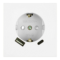 Розетка с заземлением и со шторкой и 2хUSB type A и C, без рамки Stekker Мия 50438 500_191_3093821