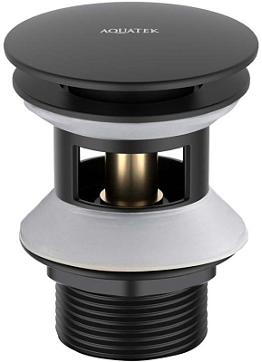 AQ6002MB сливной набор для раковины Push-open с переливом, крышка круглая, матовый черный 400_400_3232523