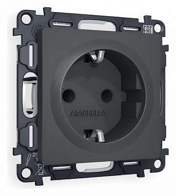 Розетка с заземлением и со шторкой, без рамки Ambrella Volt ALFA MA907010 400_400_2187186