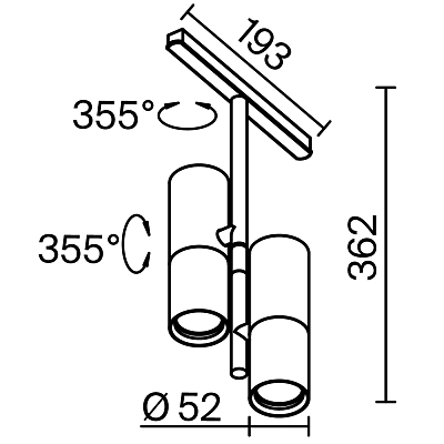 Трековый светильник Technical TR005-2-2X12W3K-BW 400_400_834375