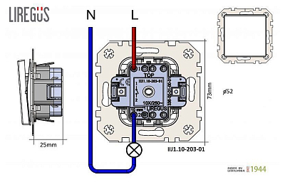 Выключатель импульсный одноклавишный без рамки LIREGUS EPSILON 28-3001 400_400_2205149