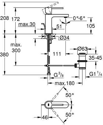 32612003 Plus Смеситель однорычажный для раковины, со сливным гарнитуром, S-Size, хром 400_400_1439977