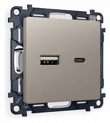Розетка 2хUSB type A и C без рамки Ambrella Volt ALFA MA371010 400_400_2186272