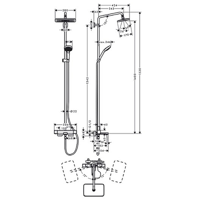 27687000 HG Croma E 280 1 jet Showerpipe душевая система 400_400_1439173