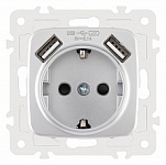 Розетка с заземлением и со шторкой и 2хUSB, без рамки Arte Milano am-205 205.47-1.silver 250_100_Array
