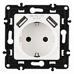 Розетка с заземлением и со шторкой и 2хUSB, без рамки Arte Milano am-217 217.47-1.white 250_100_2167931