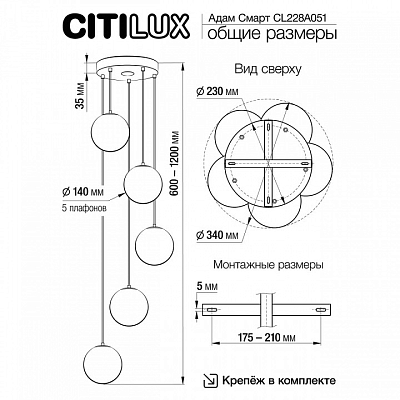 Подвесной светильник Citilux Адам Смарт CL228A051 400_400_1691370
