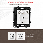 Розетка с заземлением и со шторкой и 2хUSB, без рамки Arte Milano am-217 217.47-1.white 250_100_2167932