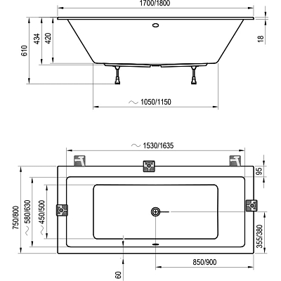 Ванна FORMY 01 SLIM 170x75 белая 400_400_2419254