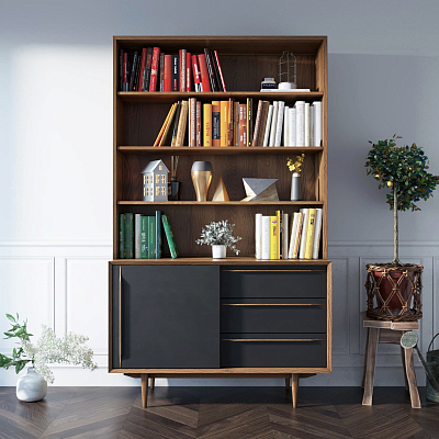 Стеллаж "Bruni" с дверками 1 арт BR-01Black 400_400_1350685