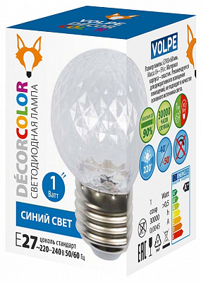 Лампа светодиодная Volpe DECOR COLOR E27 1Вт K UL-00010066 400_400_1925799
