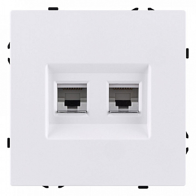 Розетка двойная Ethernet RJ-45 и со шторками, без рамки Kollinger Eclipse EC-018WH 400_400_3118854