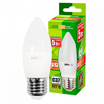 Лампа светодиодная Jazzway  E27 5Вт 3000K PLED-ECO-C37 5w E27 3000K 400_400_2870844