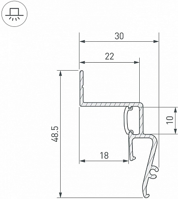 Профиль для контурной подсветки натяжного потолка Arlight STRETCH 042559 400_400_1901230