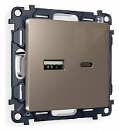 Розетка 2хUSB type A и C без рамки Ambrella Volt ALFA MA641010 500_191_2307014