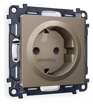 Розетка с заземлением и со шторкой, без рамки Ambrella Volt ALFA MA637010 400_400_2186814