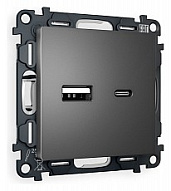 Розетка 2хUSB type A и C без рамки Ambrella Volt ALFA MA661010 500_191_2307047