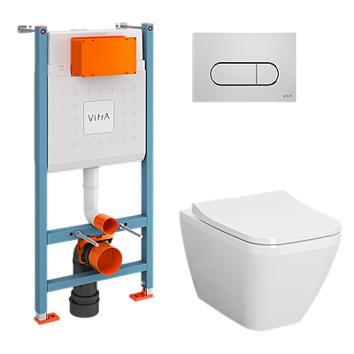 9856B003-7207 Комплект: Integra Square подвесной Безободковый унитаз + тонкое сиденье МЛ/БС+ инсталляция + панель смыва хром глянец 400_400_3224694