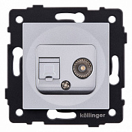 ТВ-розетка и розетка Ethernet RJ-45 без рамки Kollinger  REA-012GY 500_191_3123248