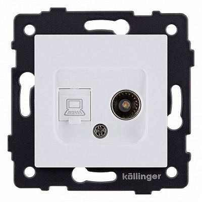 ТВ-розетка и розетка Ethernet RJ-45 без рамки Kollinger  REA-021WM 400_400_3123401