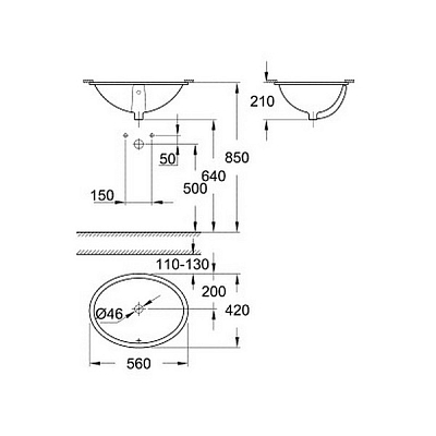 39423000 Bau Ceramic Universal Раковина встраиваемая 55 см, альпин-белый (18 шт пал - 126352) 400_400_1440709