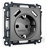 Розетка с заземлением и со шторкой и 2хUSB type A, без рамки Ambrella Volt ALFA MA659010 100_100_2307045