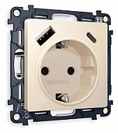 Розетка с заземлением и 2хUSB type A и C, без рамки Ambrella Volt ALFA MA330010 500_191_2306875