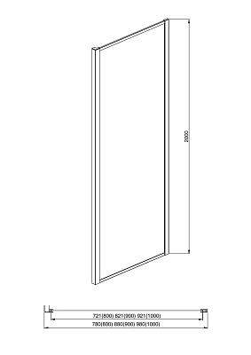 AQ ARI WA 08020BL Неподвижная душевая стенка 800x2000, для комбинации с дверью, профиль черный, стекло прозрачное 400_400_2407823