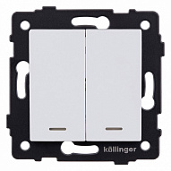 Выключатель проходной двухклавишный с подсветкой без рамки Kollinger  REA-S-010WM 500_191_3124084
