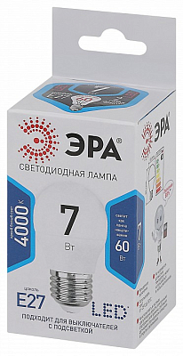 Лампа светодиодная Эра Стандарт E27 7Вт 4000K LED P45-7W-840-E27 400_400_2473443