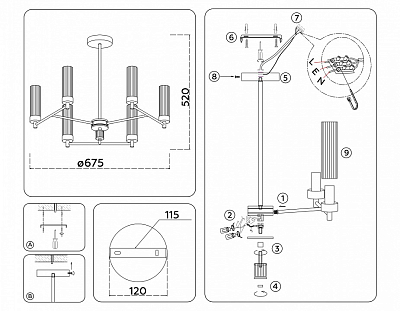 Люстра на штанге Ambrella Light HIGH LIGHT LH55151 400_400_2026810