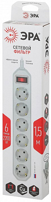 Удлинитель с выключателем Эра  USF-6es-1,5m-W-BOX 400_400_2404665