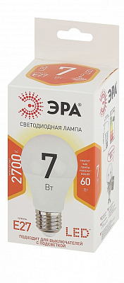 Лампа светодиодная Эра Стандарт E27 7Вт 2700K LED A60-7W-827-E27 400_400_2473820