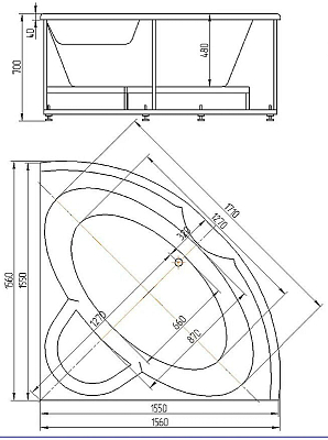 Поларис-2 пустая с фр.экр. (вклеенный каркас) 1550/1550мм 400_400_2420523