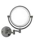 AQ4915BGM зеркало косметическое настенное с подсветкой 5х, оружейная сталь (шлиф. черный хром) 250_100_2413442