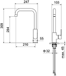 AQ1480MB ЛИРА смеситель Смесители для кухни, матовый черный 250_100_2409739
