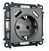 Розетка с заземлением и со шторкой и 2хUSB type A, без рамки Ambrella Volt ALFA MA659010 100_100_2186953