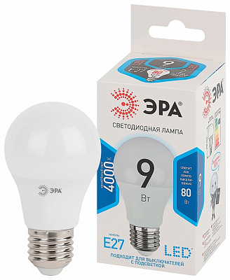 Лампа светодиодная Эра Стандарт E27 9Вт 4000K LED A60-9W-840-E27 400_400_2474003