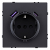 Розетка с заземлением и со шторкой и 2хUSB type A и C, без рамки Kollinger Eclipse EC-016BK 100_100_3118881