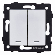 Выключатель двухклавишный с подсветкой без рамки Kollinger  REA-R-008WH 500_191_3123758