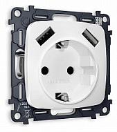 Розетка с заземлением и 2хUSB type A, без рамки Ambrella Volt OMEGA MO129010 500_191_2307132
