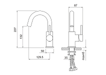 AQ1307BG ЕВРОПА смеситель для раковины, без донного клапана, шлиф. Золотой 250_100_2409024