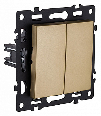 Выключатель проходной двухклавишный без рамки Kollinger Asthetik AS-005GD 400_400_3106821