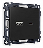 Розетка 2хUSB type A и C без рамки Ambrella Volt ALFA MA811010 500_191_2307077