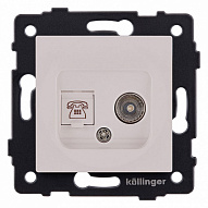 Розетка двойная RJ-11 и Ethernet RJ-45, без рамки Kollinger  REA-013CM 500_191_3123260