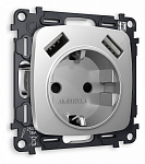 Розетка с заземлением и 2хUSB type A, без рамки Ambrella Volt OMEGA MO409010 250_100_2187972