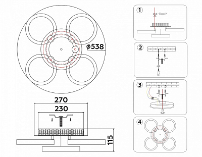 Потолочная люстра Ambrella Light FA FA3841 400_400_2022579