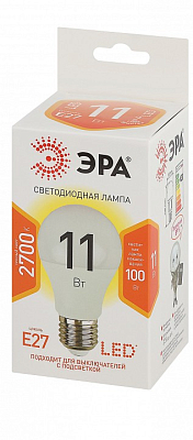 Лампа светодиодная Эра Стандарт E27 11Вт 2700K LED A60-11W-827-E27 400_400_2473836